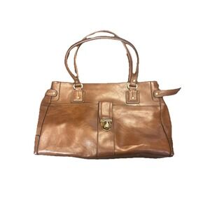 Vtg Liz Claiborne Brown Faux Leather Tote Bag Purse🤎 Y2K Satchel Handbag Tote